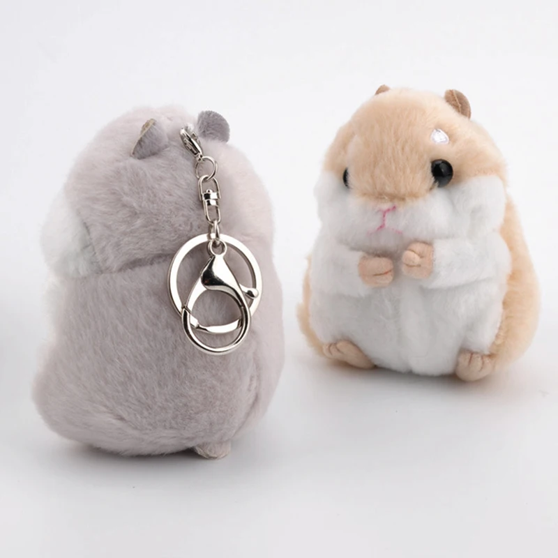 New Style Cute Soft Plush Cartoon Animal White/khaki Small Hamster Toy Key Chain Stuffed Mouse Toy Birthday or Christmas Gift