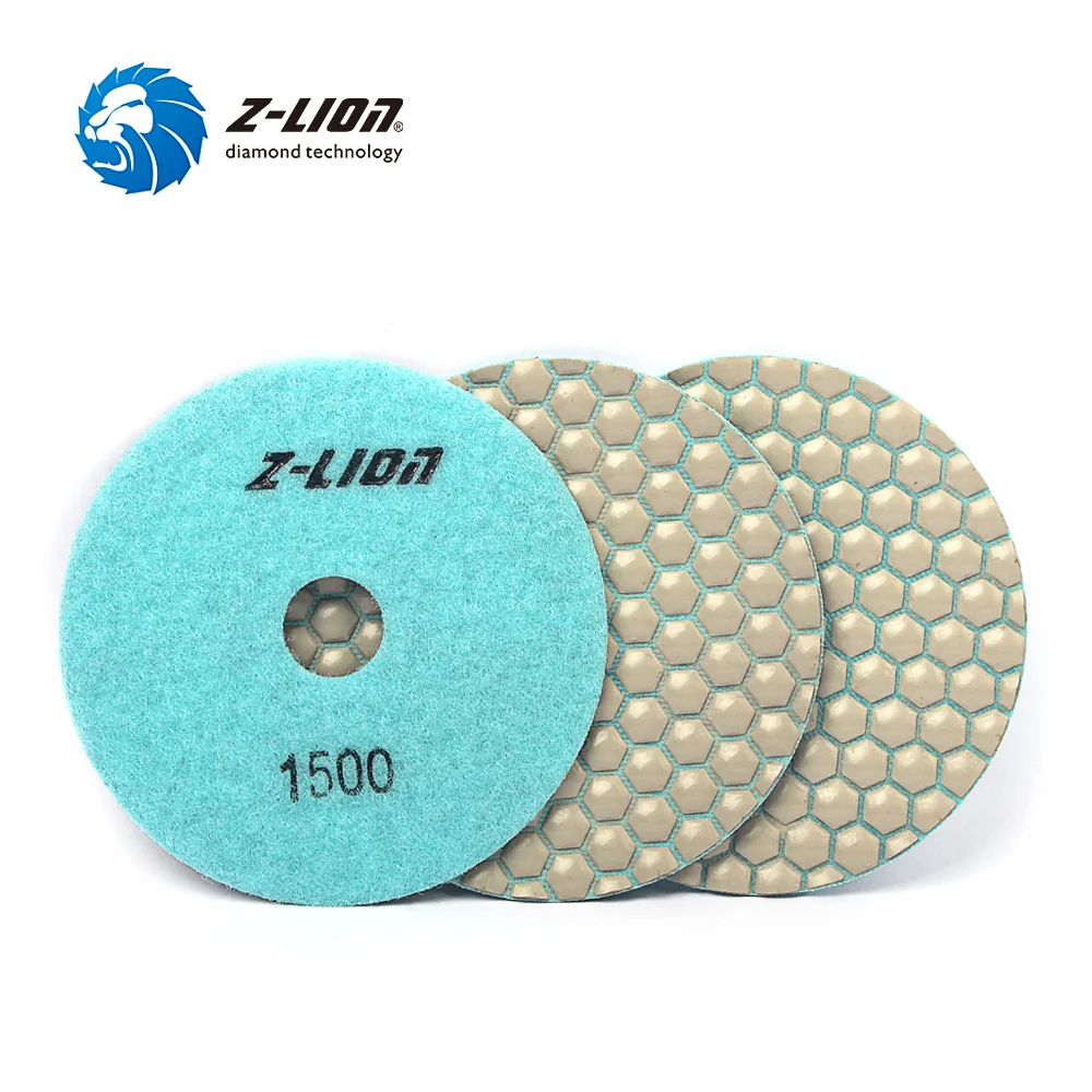 

Z-LION 3pcs 4 Inch Dry Diamond Polishing Pad Flexible Resin Bond Marble Granite Sanding Disk 100mm Hexagon Dry Polish Pads