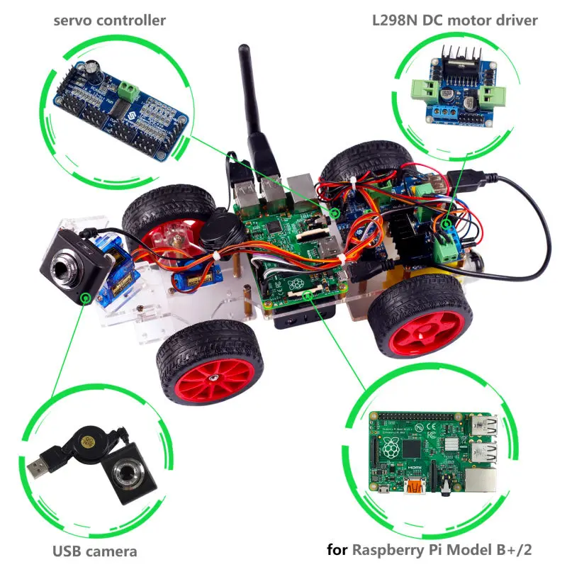 Raspberry Pi Robot Project Smart Video Robot Car For Raspberry Pi 3 2 Module B with