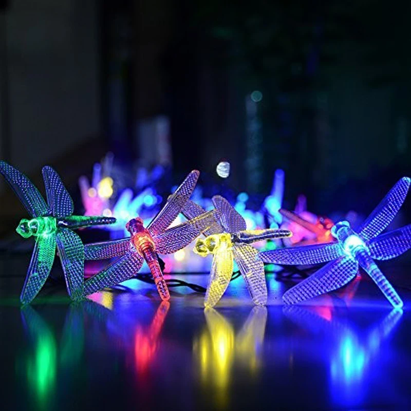 

20 Leds Christmas Fairy Multi color LED Fairy Light Dragonfly Outdoor Garden String Lights New Year Holiday Party Wedding Lamp