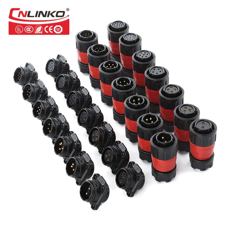 

CNLinko 3 Pin Waterproof Power Connector 2Pin Plastic Soldering Wire Power Electrical Industrial Male Plug Female Socket