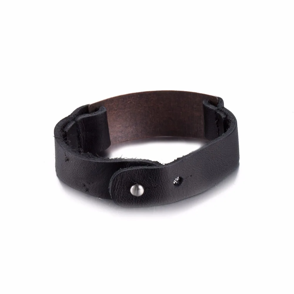 black leather bracelet for women men watch bangle with silver plated sculpture square design charm chain handmade bijouterie HF101 (4)