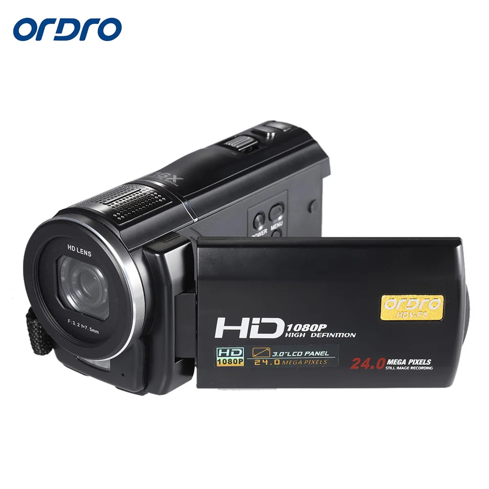 ORDRO HDV F5 1080P HD Цифровая видеокамера Камера 24MP 16X Противоударная 3 0 &quotВращающийся