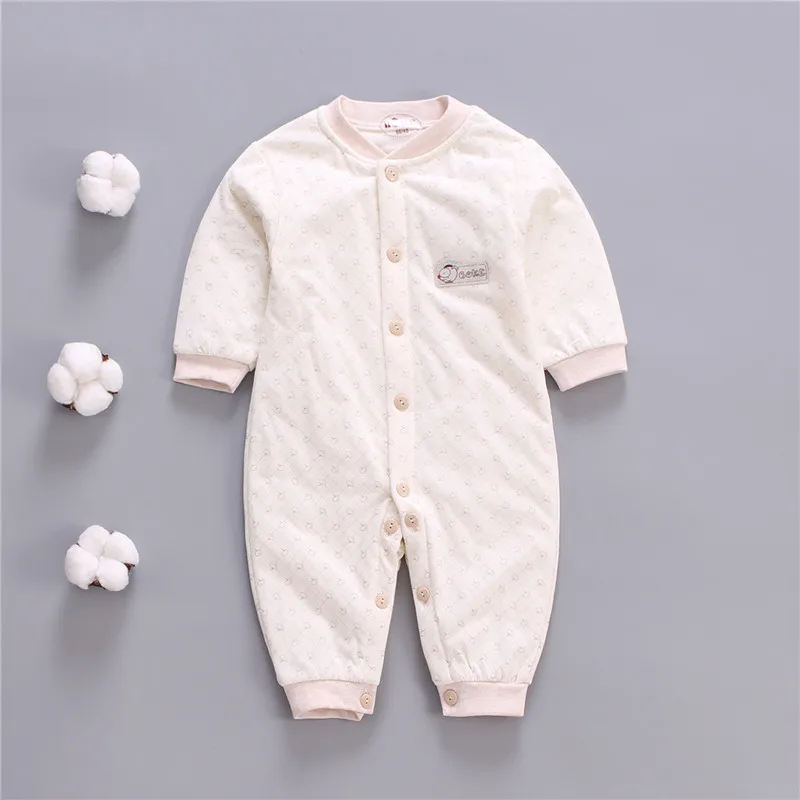 BibiCola Baby Boys Girls Rompers Newborn Baby Spring Autumn Pajamas Infant Baby Pure Color Jumpsuit Baby Sleepwear Clothing