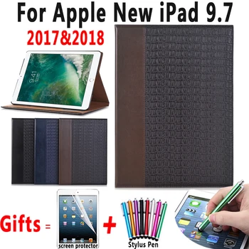 

Slim Upscale Crocodile Pattern Leather Book Cover Case for Apple iPad 9.7 2017 2018 A1822 A1823 A1893 Coque Capa Funda Holder