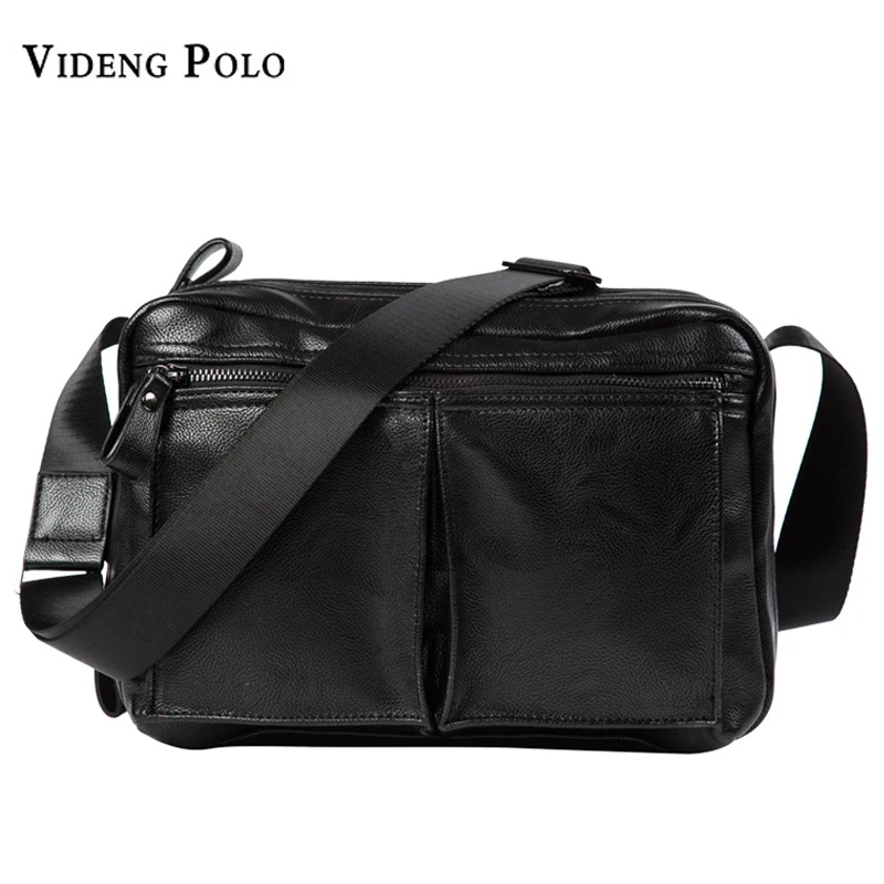 

VIDENG POLO Men Bag 2017 New Brand Leather Mens Shoulder Messenger Bag Leisure Fashion Black Crossbody Bags For Ipad Male Bolsas