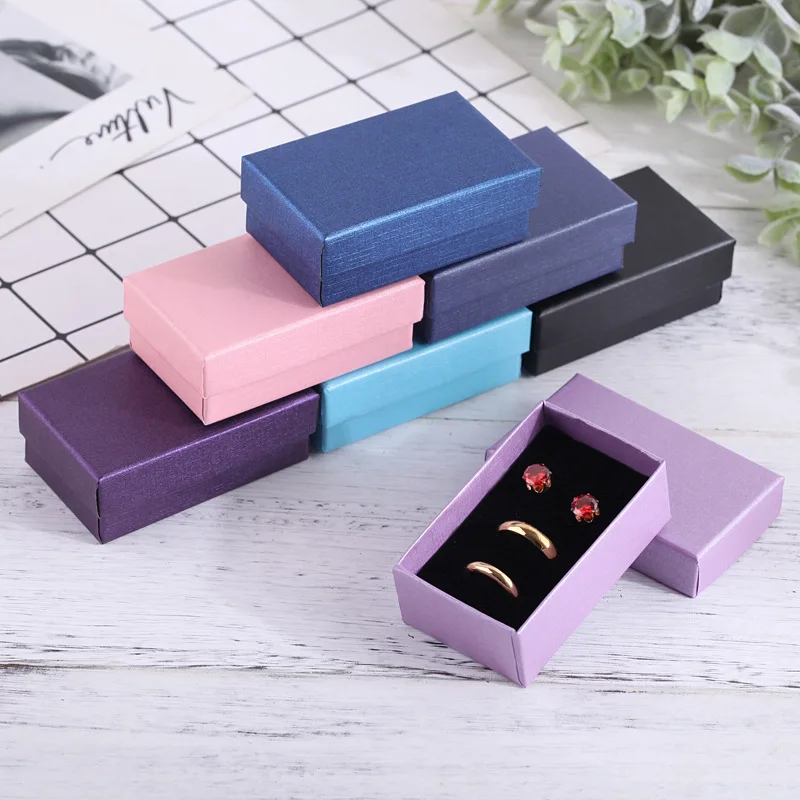 32pcs Jewelry Sets Display Box Cardboard Necklace Earrings Ring Box 5*8cm Gift Packaging with Black Sponge Can Personalized logo