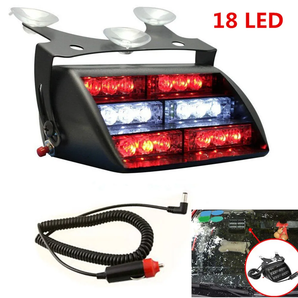 DC 12V 18 LED Emergency Vehicle Dash Light Strobe Lights Windshields