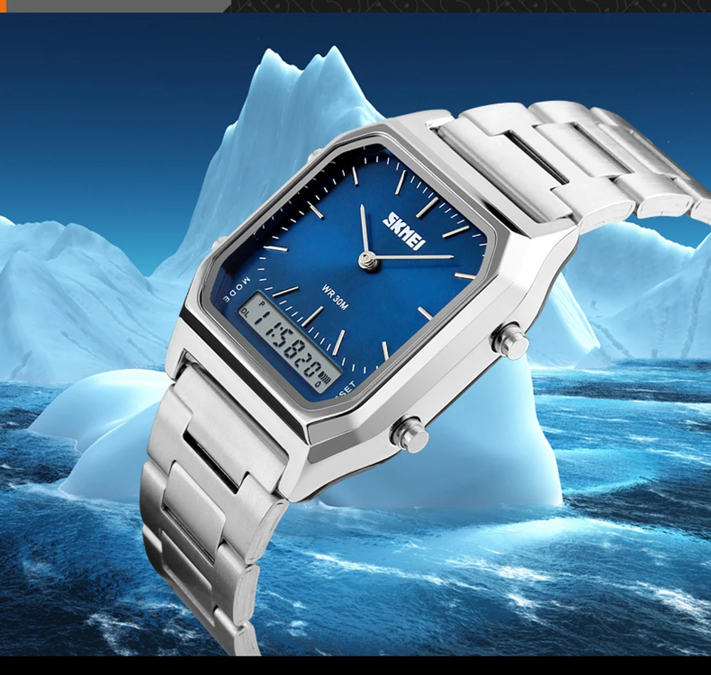 SKMEI роскошные мужские золотые часы Цифровые кварцевые мужские часы с двойным дисплеем часы наручные часы мужские часы Relogio Masculino1220