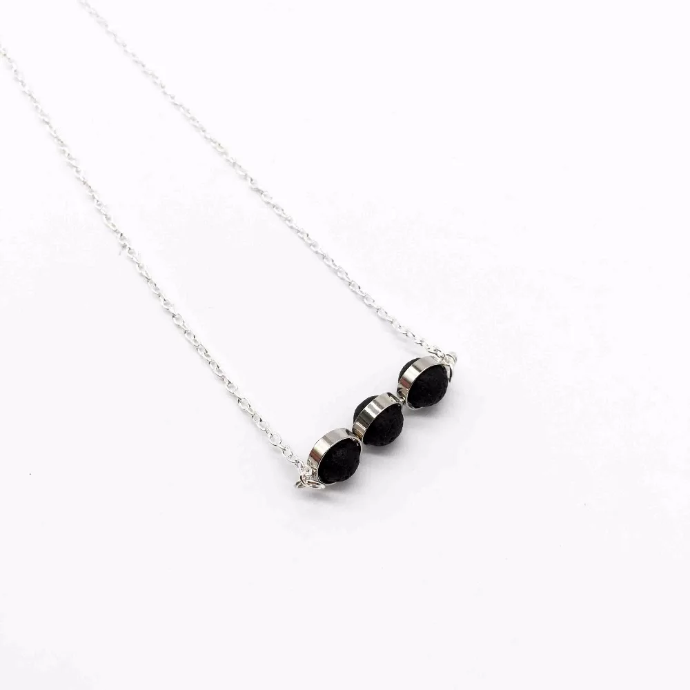 

1pcs) 3 Round Lava Stone Essential Oil Diffuser Necklace Aromatherapy Jewelry Diffuser Pendant Aroma Diffuser Necklaces