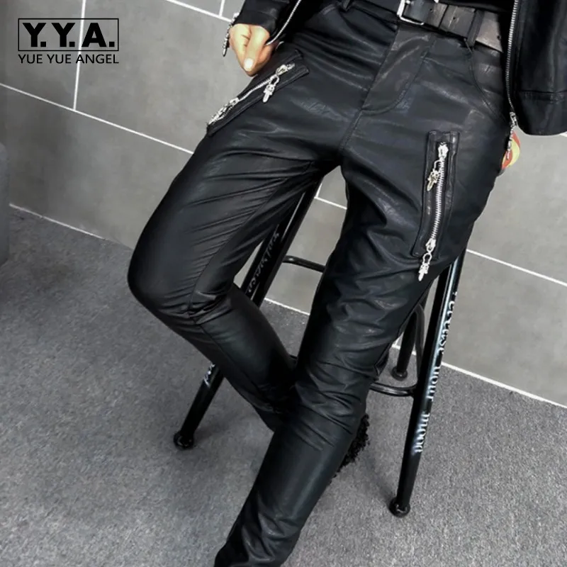 

New Arrival Fashion Pu Long Pants Women Zipper Plus Size Female Casual Vintage Trousers Calca Feminina Pantalones Mujer Black