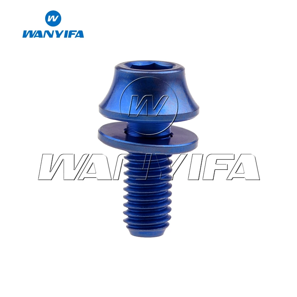 Wanyifa Titanium Bolt M5x12mm with Washers Bike Bottle Holder Screw Bicycle Water Bottle Cage Bolts - Цвет: Синий