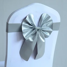 Серебряный цвет стул створки Бабочка Стиль галстук-бабочка стрейч sash лайкра Группа спандекс крышка стула створки для свадеб