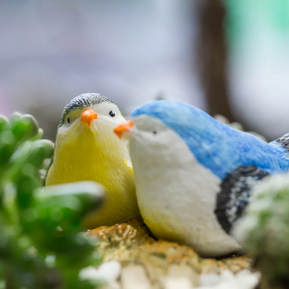 Meja Kecil Kartun Burung Dan Sarang Buatan Resin Pot Bunga Planter