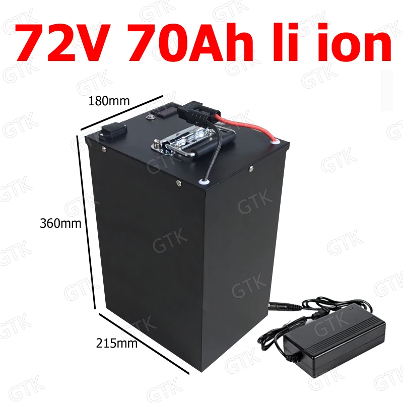 

GTK lithium ion battery 72v 70Ah li-ion with 100A BMS for 6000w 7200w bicycle bike tricycle scooter Forklift +10A charger