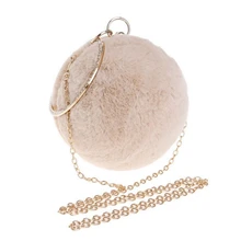 Новинка 2108, зимний женский меховой клатч с кроликом, вечерняя сумочка, круглые металлические золотые бриллиантовые сумки на плечо, маленькие женские Сумки для дам, вечерние сумки