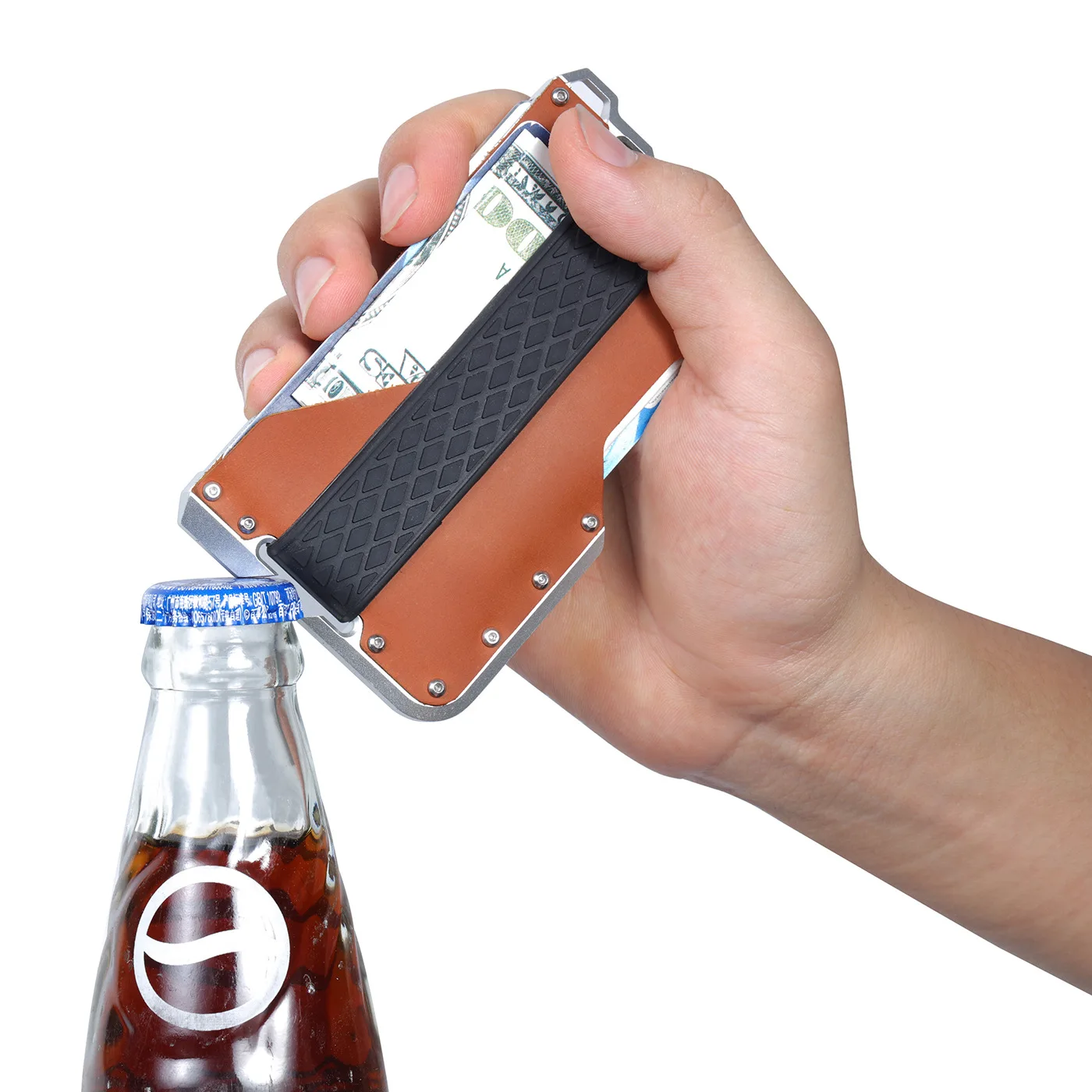 

TRASSORY Multifunctional RFID Blocking Aluminum Alloy Card Holder Metal ID Case Wallet with Wine Opener