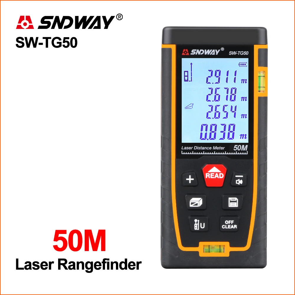 SNDWAY Laser Rangefinder Distance Meter Hunting Rangefinder Range Finder Digital Mini Handheld Tape Measure Laser Distance Meter