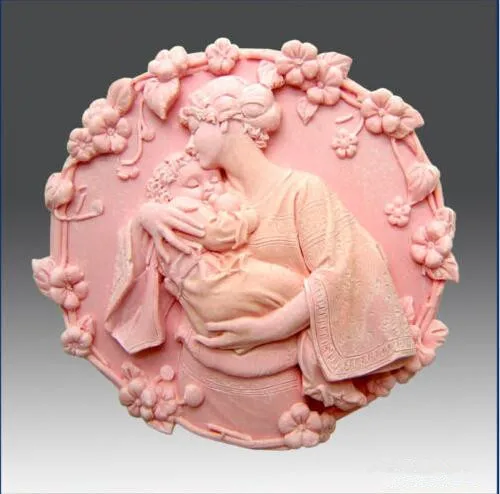 

3D Silicone Soap/Candle Mold - Circle Mold Mother with Child silicone soap Mold handmade