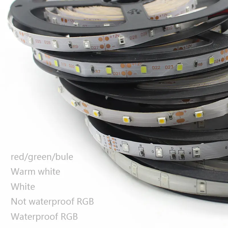 Rgb-лента, светодиодный светильник, RGB Светодиодная лента/Лента SMD3528, светодиодные полосы, 12 В, лента, не водонепроницаемая, 5 м/рулон, светодиодный Рождественский светильник s