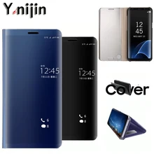 

Honor 8 9 10 lite Flip Stand case For Huawei P Smart Case Mate 10 lite Pro P20 P10 P9 P8 Plus 2017 Clear Mirror view Cases