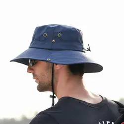 Мужские летние шляпы от солнца, шляпа-ведро, рыболовные шапки для туризма 2019, новые широкополые УФ-защитные ушанка, дышащие пляжные