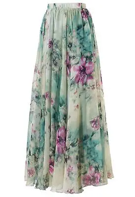 Женские летние цветочные шифоновые юбки в стиле бохо, вечерние длинные юбки макси