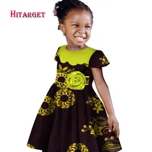 Платье для девочек в африканском стиле, детское традиционное Хлопковое платье Дашики с короткими рукавами, летнее платье для девочек с принтом в африканском стиле, WYT114