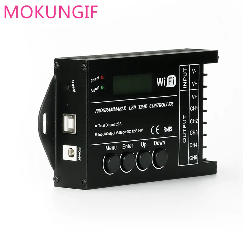 

LED Time Dimmer RGB Controller TC420 TC421 with wifi DC12V-24V 5 Channel Total Output 20A Common Anode Programmable