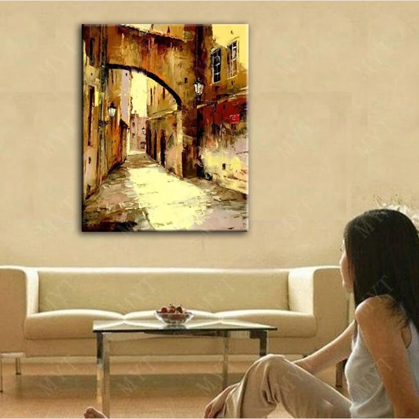 

Free shipping Single Hand Painted Abstract landscape scenery Oil Painting On Canvas Handmade Home Decor For Living Room Unframed