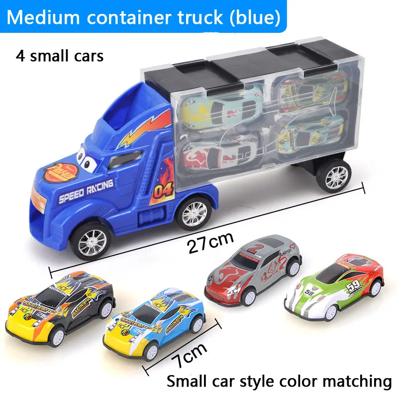 Грузовик гараж контейнер игрушечный автомобиль грузовик коробка для хранения Маленький сплав модель автомобиля игрушка катапульта боевой контейнер подарок на день рождения для мальчика - Цвет: blue 6691-2