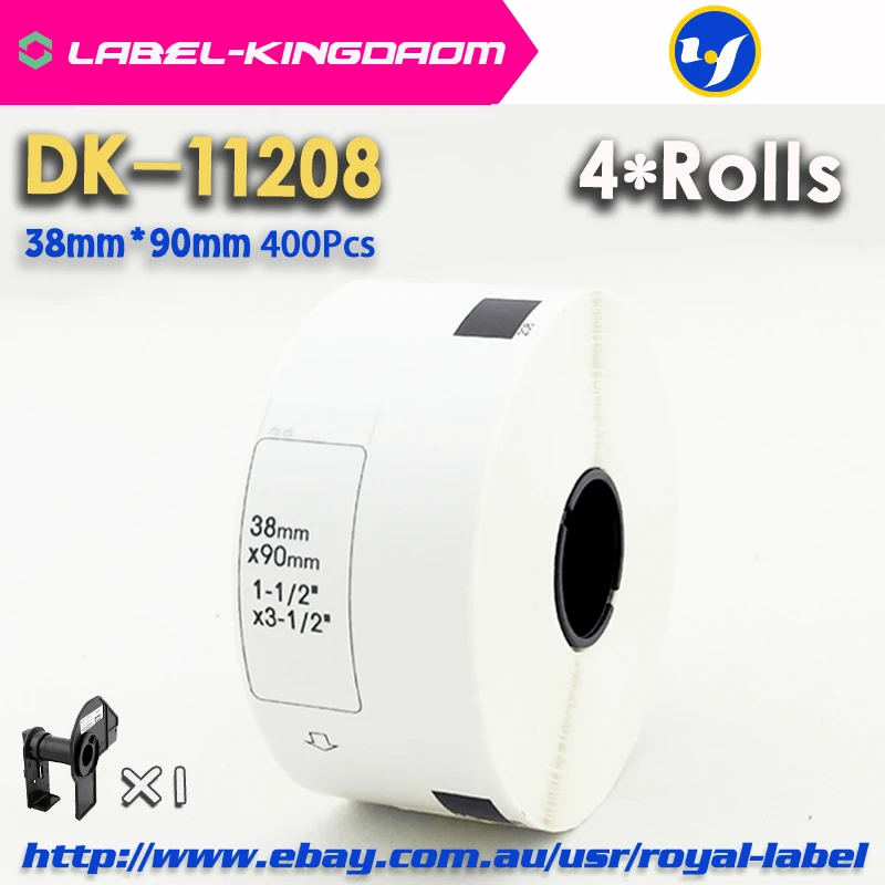

4 Refill Rolls Compatible DK-11208 Label 38mm*90mm 400Pcs Compatible for Brother Label Printer White Paper DK11208 DK-1208