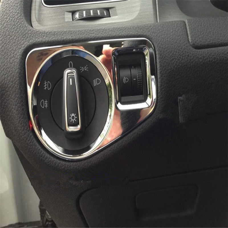 

WELKINRY car cover for VW Golf 7 MK7 VII 2013-2018 ABS chrome front console head lamp light headlamp switch button knob trim