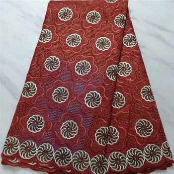 

Red Embroidery Swiss Voile Lace In Switzerland African Fabric 2019 White Nigerian Cotton Lace 5yd New Arrival Women Lace Fabric