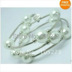 New 12MM Awesome White Mother-of-Pearl Wrap Bracelet 7.5'inchs Medium Fit Beautiful 3Rows Fashion Jewelry Free Shipping FN2303 |