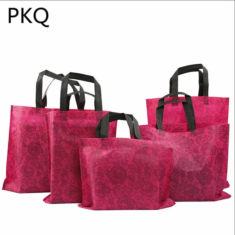 

20pcs High Quality Shopping bag with handle Foldable Non woven bag Reusable Storage Handbag Large Gift Packaging Bag 5 sizes
