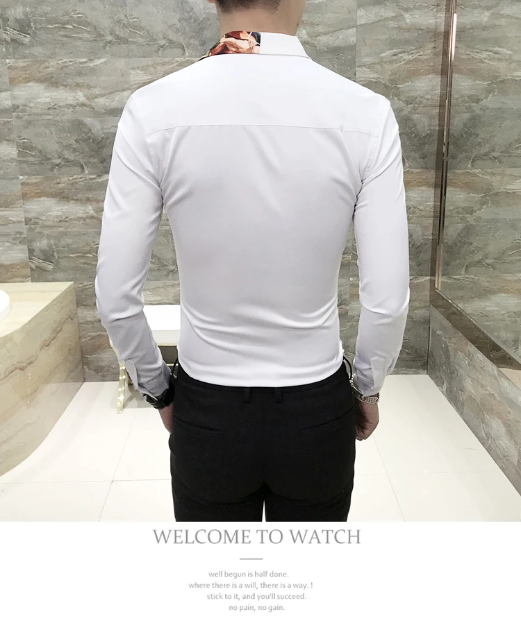 Модная рубашка с цветочным принтом; Camisa Masculina; сезон весна; Новинка; облегающие рубашки с длинными рукавами для ночного клуба; Chemise Homme