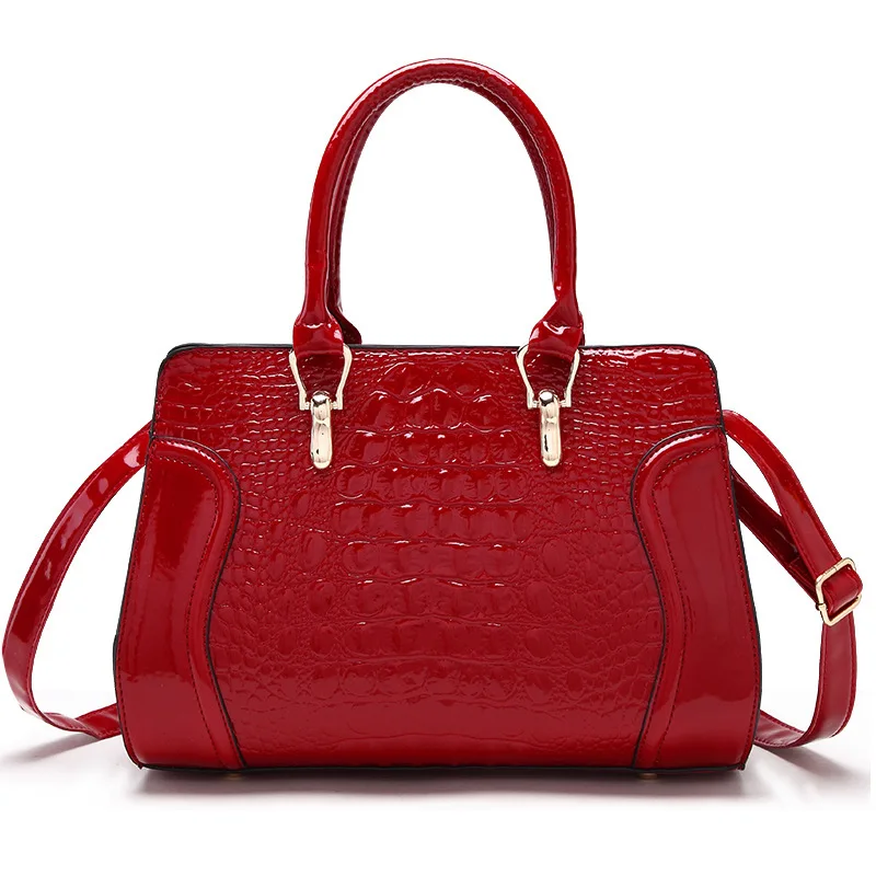 

Luxury Designer Crocodile Patent Leather Handbag Women Shoulder Bag Evening Party Bag Female Crossbody Messenger Bags Sac A Main