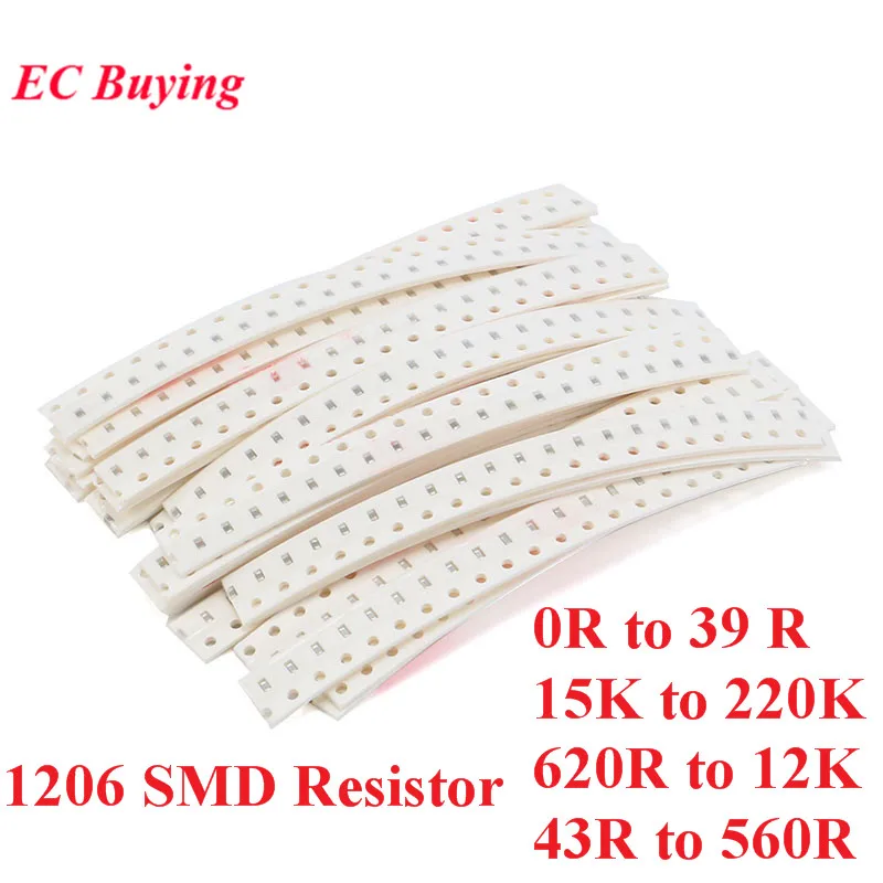 thumbnail image 1 of Kit de resistencias SMD 1206 de 500/420 piezas, kit surtido, kit de muestra al 5 %, bolsa de muestra, kit de bricolaje, componente electrónico, 25 valores, 20 piezas, 1 of 4