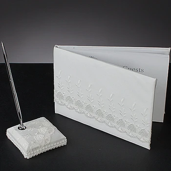 

Graceful Lace Wedding Guestbook & Pen Set