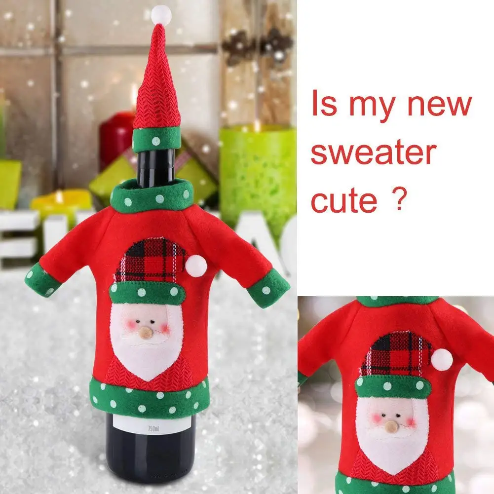 3 шт уродливое Рождество свитер крышка бутылки вина, домашнее вино свитер на бутылку для рождественских украшений уродливое Рождество Swea