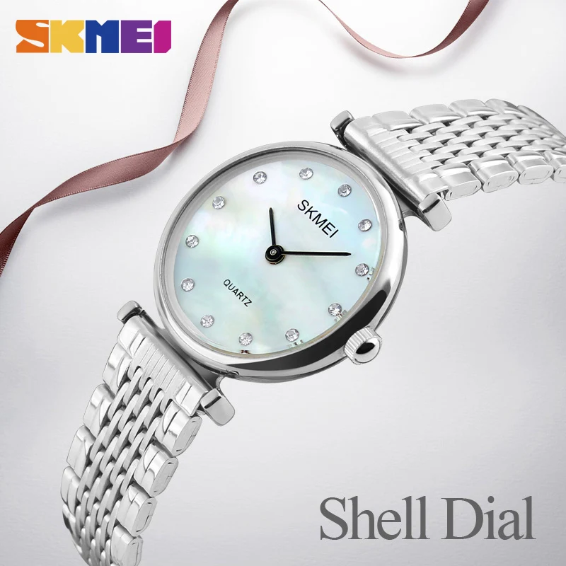 

SKMEI Casual Lady Wristwatch Stainless Steel Strap Women Quartz Watch Luxury Gold Watch Waterproof Bracelet Clasp Clock