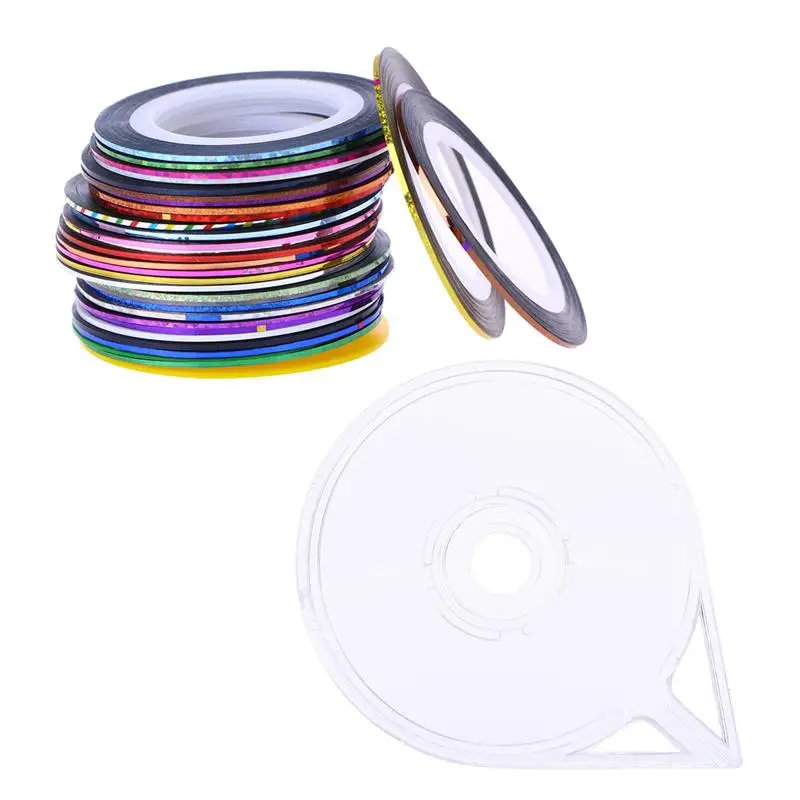 

32 Colors Nail Art String Tape Line Stickers for Nail Decoration Striping Tip Tape Roller Dispenser Self-adhesive Nail Stickers