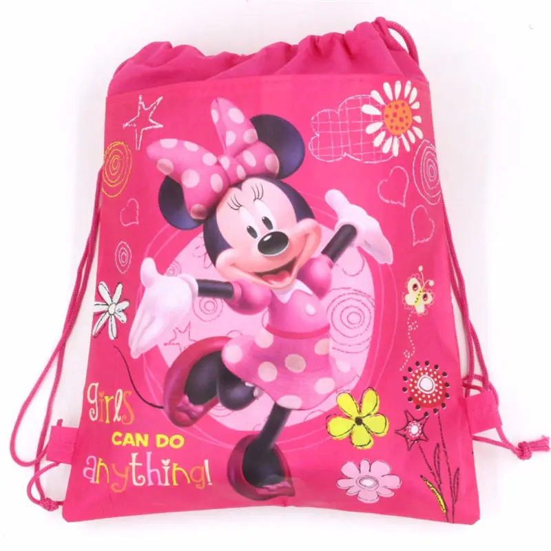 Disney 10 шт. Forzen Moana Белоснежка Минни Микки Маус Автомобили Принцесса София нетканые ткани Drawstring рюкзак, сумка для покупок - Цвет: Minnie Mouse-1