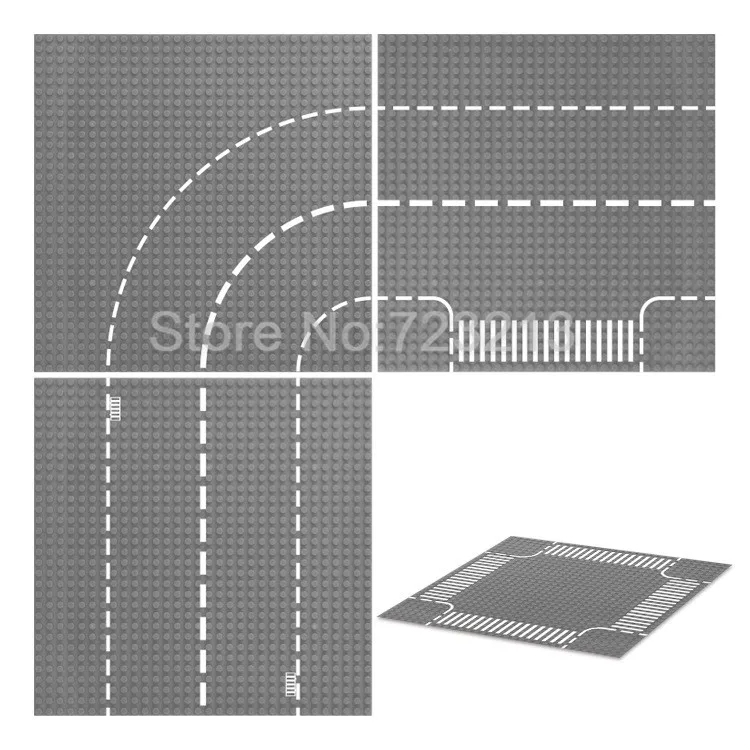 

32*32dots Straight Crossroad T-Junction Road Base Curve Single Sale MOC Plate Building Blocks Bsaeplate Model Kits Toys