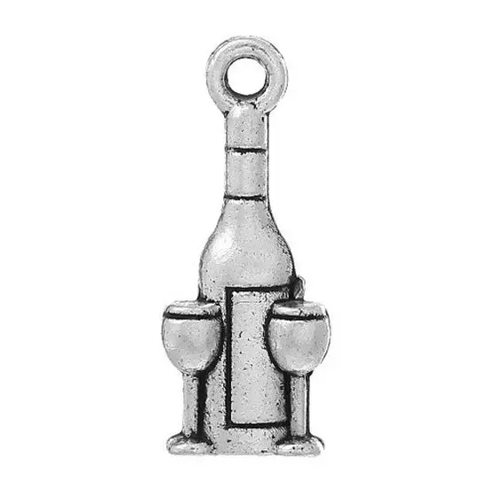 

Packet of 15 x Antique Silver Tibetan 21mm Charms Pendants (Wine Bottle) - (ZX05035) - Charming Beads