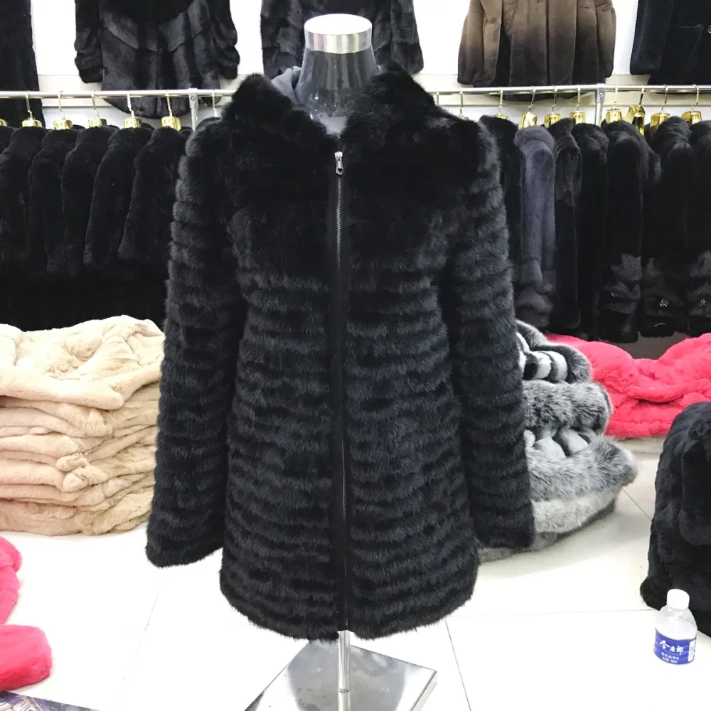 Perfect real mink fur coat 2019 genuine mink fur hooded coat women winter real mink fur overcoat lady 100% natural real mink fur jacket 0