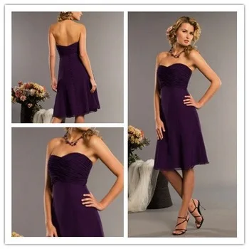 Sweetheart Sleeveless Chiffon Dark Purple Knee Length Short Sweetheart Sleeveless Chiffon Dark Purple Knee Length Short Bridesmaid Dresses