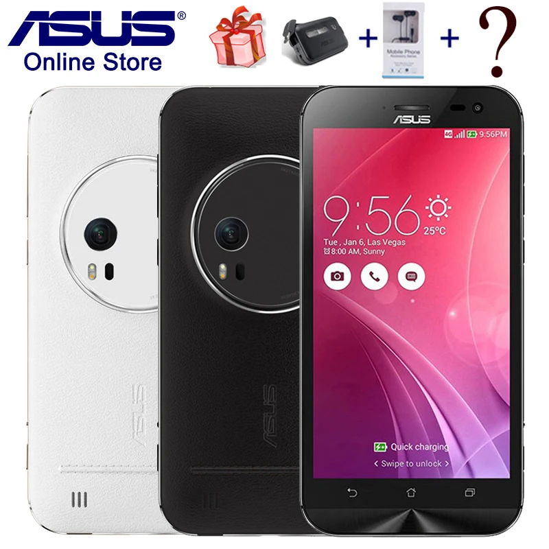 

Original ASUS ZenFone Zoom ZX551ML 4G Leather Cover Intel Atom Z3580 2.3GHz, 4GB 64GB 5.5 Inch Mobile Phones NFC 3x optical-zoom