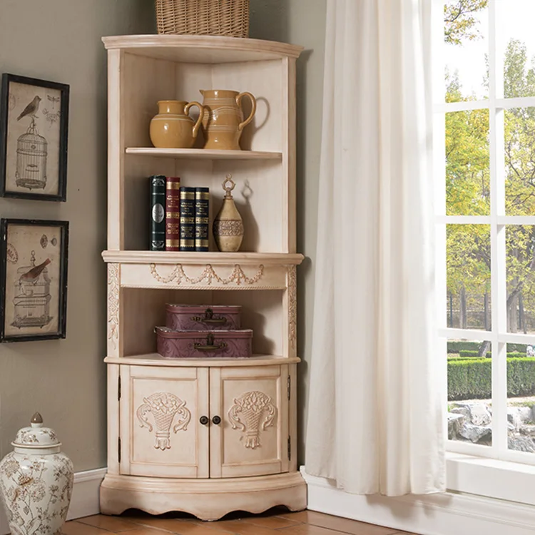 Книжный шкаф muebles de sala estanteria madera meuble rangement потертый шик armoire de rangement витрина деревянная мебель для дома - Цвет: Слоновая кость